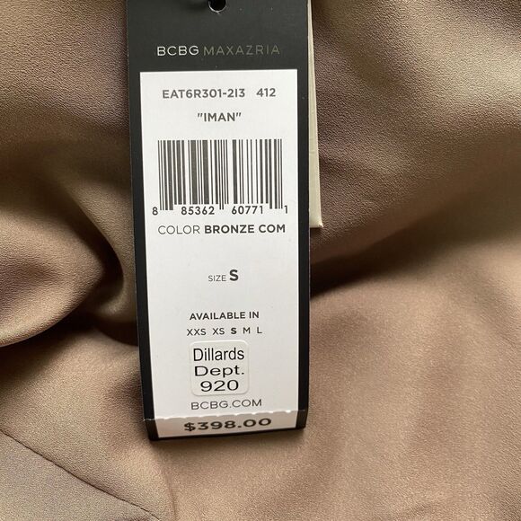 New BCBG Sequin Gold NYE Bronze Iman Mini Dress Small Coin Criss Cross Back NWT - Picture 13 of 14